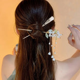 Elegante accesorio para el cabello de estilo chino, romántico, con borla de flores esmaltadas, horquilla de aleación para mujer, horquilla de moda.